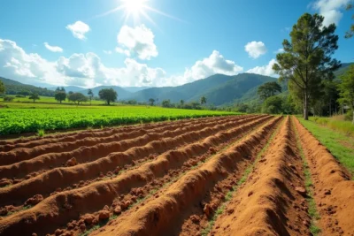 Caballones De Tierra En El Huerto Para Sembrar Patatas Y Otros Cultivos