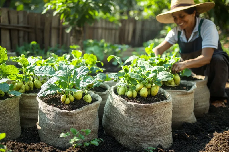 cómo cultivar patatas en casa con sacos, fácil y práctico